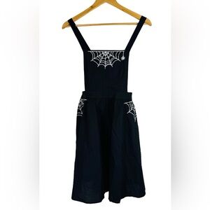 Black Overall Skirt with Spider Web Design